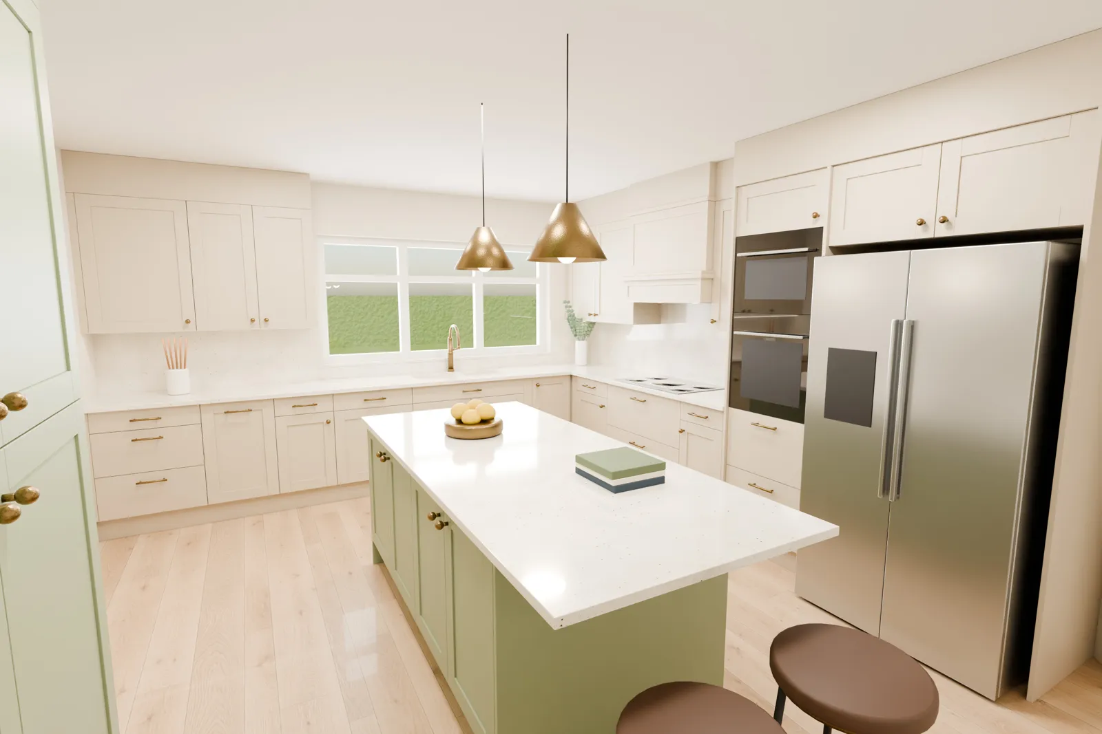 Kitchens Connected 3D render of a Shaker kitchen with island