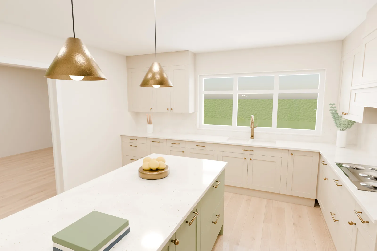 Kitchens Connected render of a sink run under a window