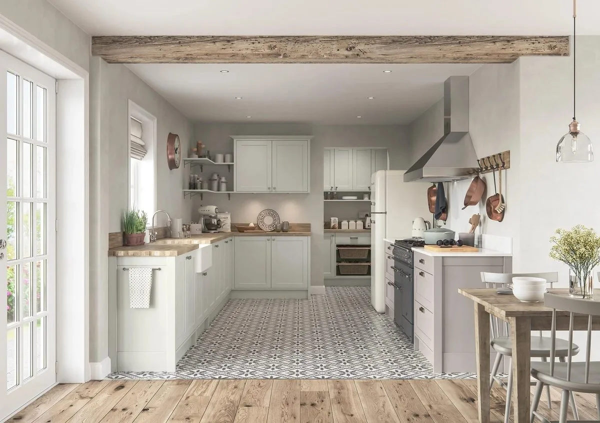 Shaker style kitchen with range cooker