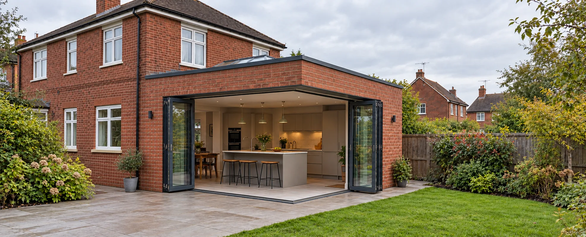 Rear extension with open corner bifold doors